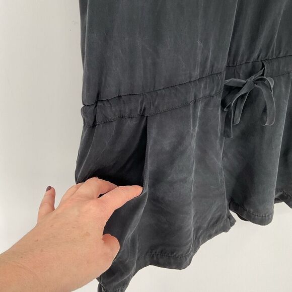 Amanda Uprichard 100% Silk Sleeveless Romper Black Tie Waist Women Medium - Picture 2 of 5